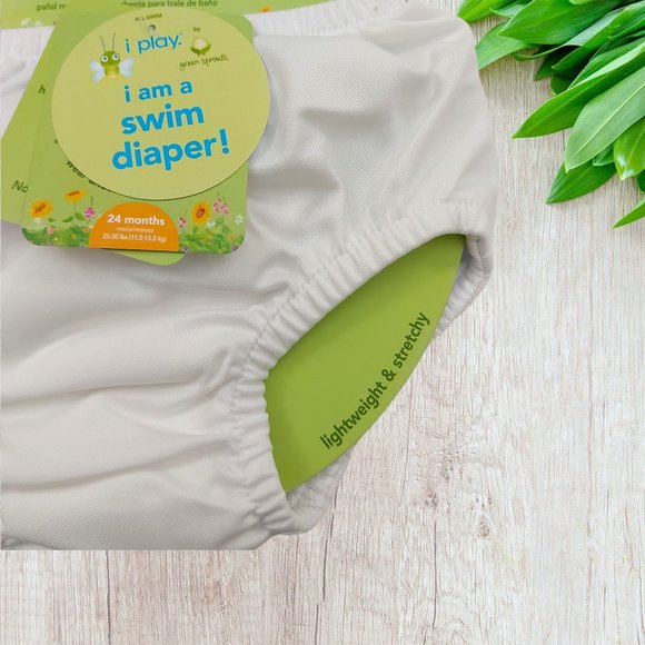 Green Sprouts Baby Swim Diaper Reusable Absorbent 24 Months White Beach Pool - Picture 5 of 10